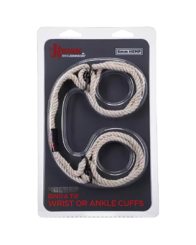 Menottes en chanvre Bind and Tie de Doc Johnson pour poignets ou chevilles, accessoires durables et écologiques-2