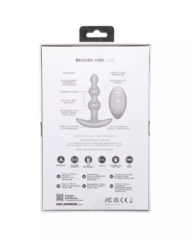 Image du Beaded Vibe Silicone Anal Plug avec télécommande de Doc Johnson - Chapelet Anal-4