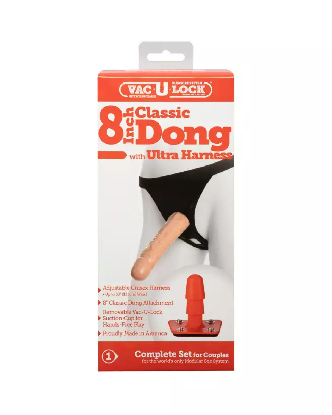 Gode Classique Ultra 8/20 cm Vanille de Doc Johnson avec Harnais-3