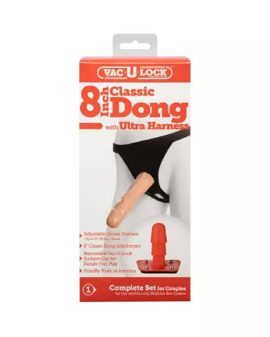 Gode Classique Ultra 8/20 cm Vanille de Doc Johnson avec Harnais-3