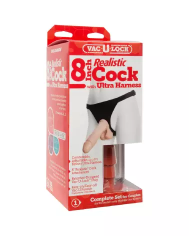 Image du Realistic Cock + Ultra Harness de Doc Johnson, gode ceinture réaliste 20 cm-2