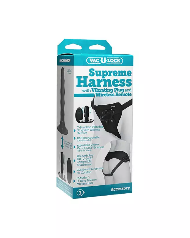 Harnais Supreme vibrant avec plug et télécommande par Doc Johnson-2