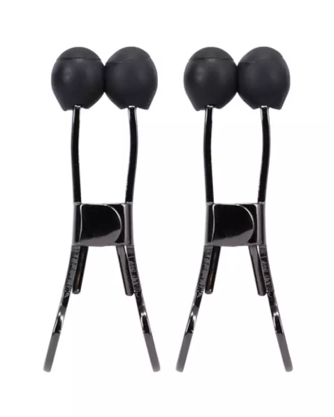 Pinces à Tétons Doc Johnson en Acier Inoxydable avec Embout Silicone Noir-1