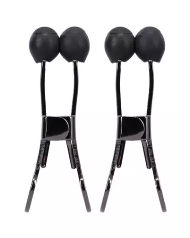 Pinces à Tétons Doc Johnson en Acier Inoxydable avec Embout Silicone Noir-1