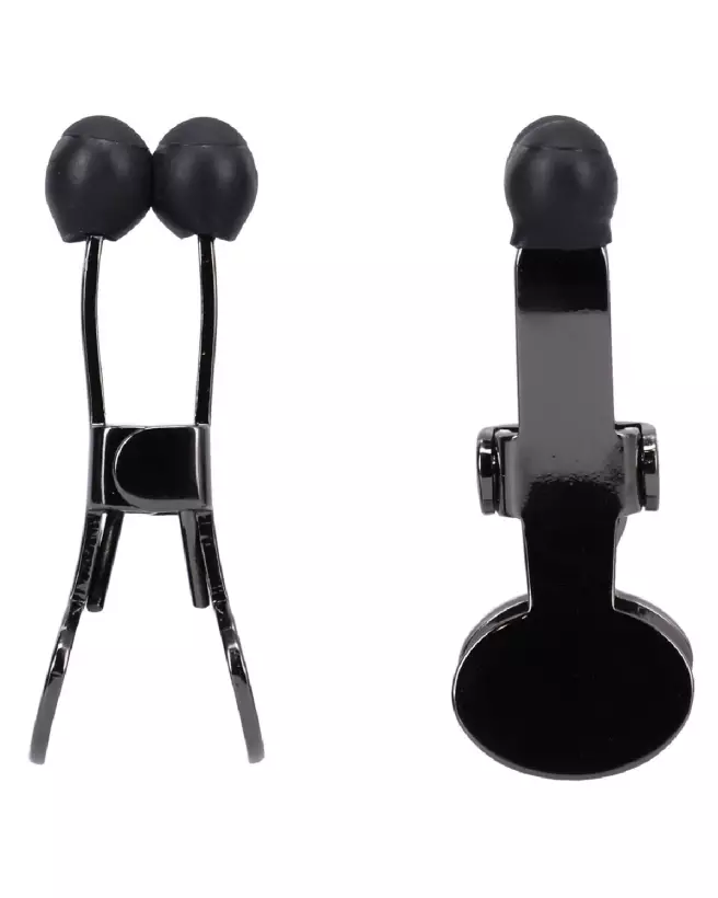 Pinces à Tétons Doc Johnson en Acier Inoxydable avec Embout Silicone Noir-3