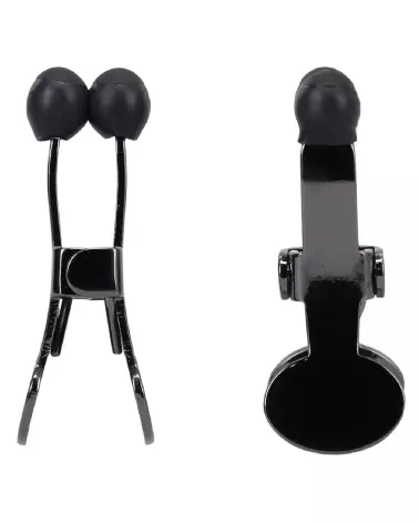 Pinces à Tétons Doc Johnson en Acier Inoxydable avec Embout Silicone Noir-3