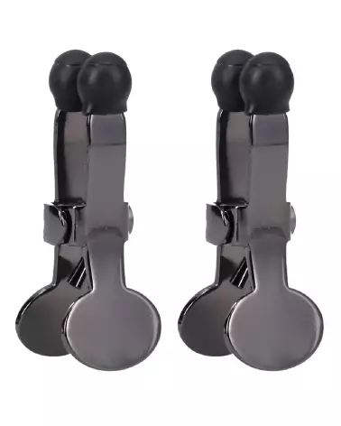 Pinces à Tétons Doc Johnson en Acier Inoxydable avec Embout Silicone Noir-4