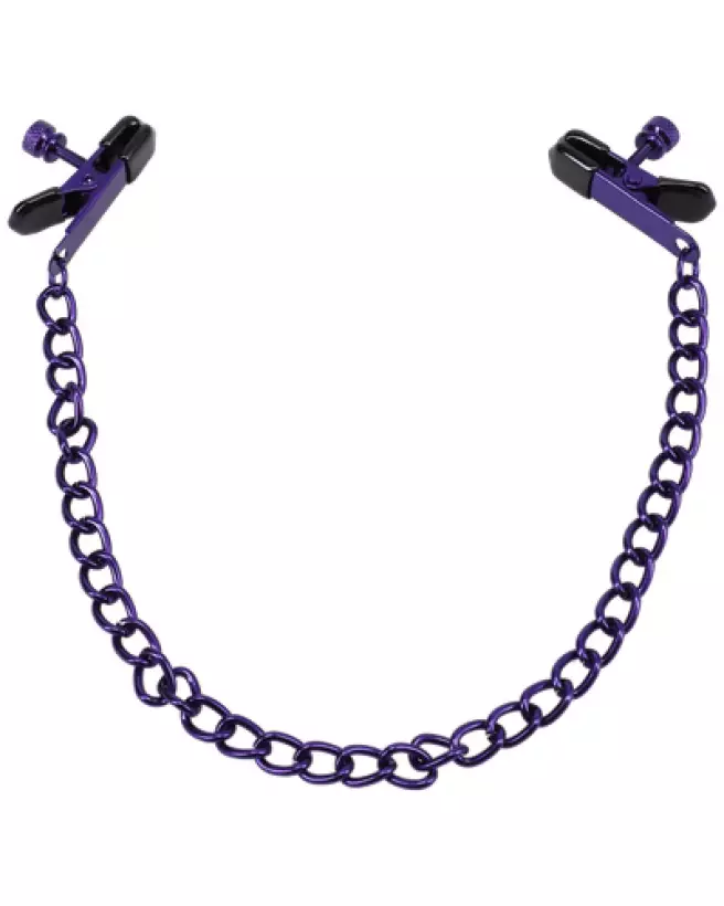 Image des pinces à tétons Chained Up violet de Doc Johnson - Accessoire érotique ajustable-1