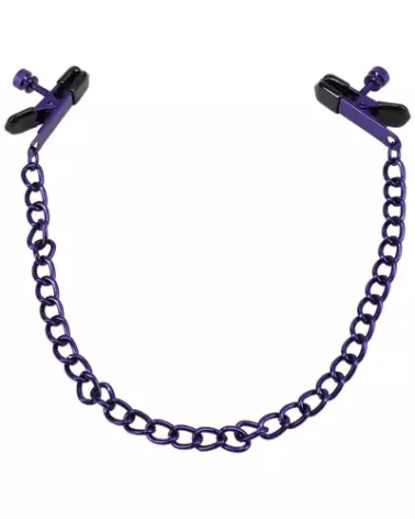 Image des pinces à tétons Chained Up violet de Doc Johnson - Accessoire érotique ajustable-1