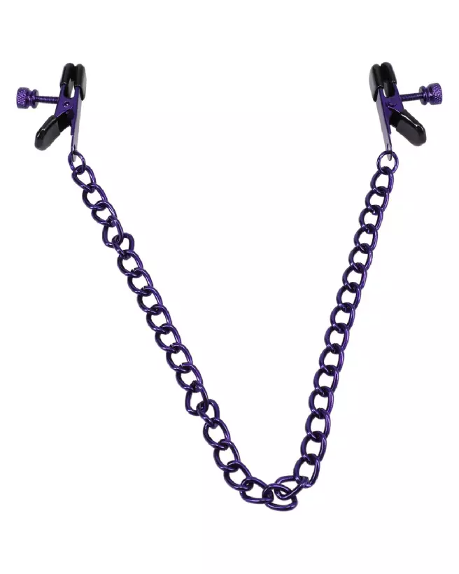 Image des pinces à tétons Chained Up violet de Doc Johnson - Accessoire érotique ajustable-3