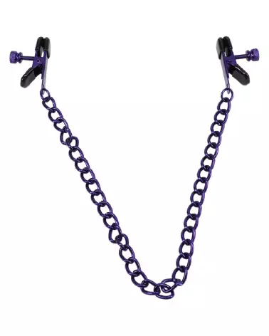 Image des pinces à tétons Chained Up violet de Doc Johnson - Accessoire érotique ajustable-3