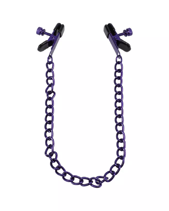 Image des pinces à tétons Chained Up violet de Doc Johnson - Accessoire érotique ajustable-4