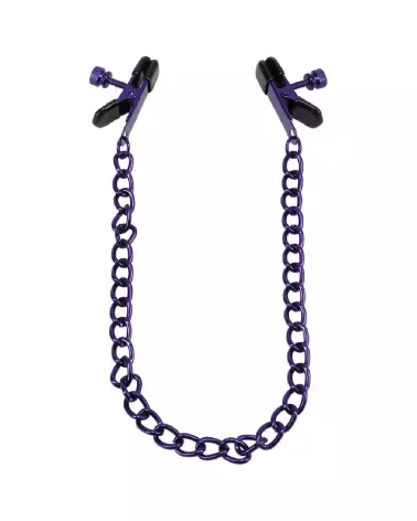 Image des pinces à tétons Chained Up violet de Doc Johnson - Accessoire érotique ajustable-4