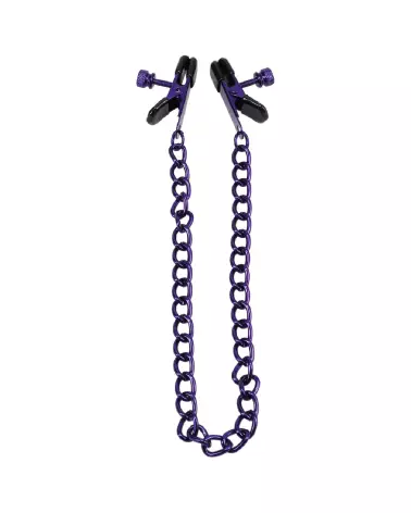 Image des pinces à tétons Chained Up violet de Doc Johnson - Accessoire érotique ajustable-5