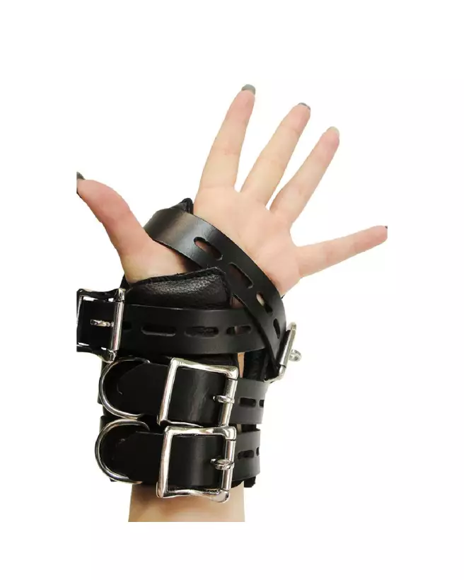 Menottes Four Buckle Suspension Cuffs noires de XR Brands pour BDSM-2