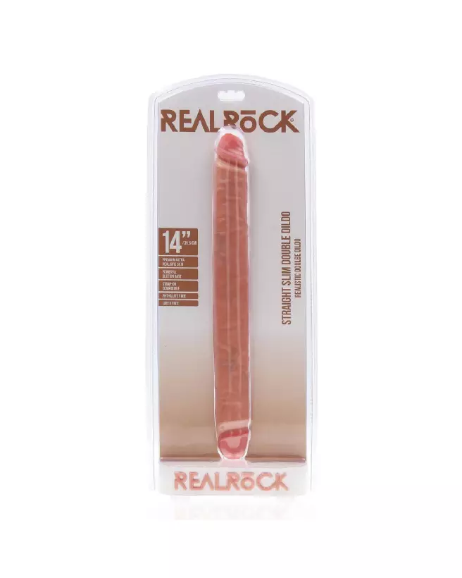 Double Ended Dong 14 Inch Flesh RealRock Slim pour plaisir partagé et sensations réalistes-2