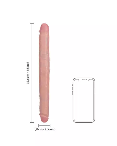 Double Ended Dong 14 Inch Flesh RealRock Slim pour plaisir partagé et sensations réalistes-6