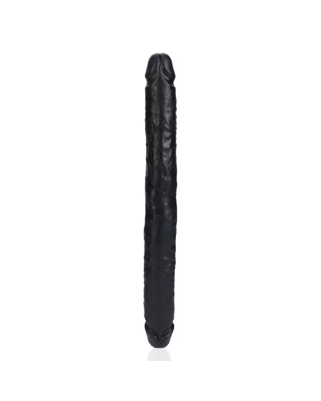 Image du Slim Double Ended Dong 14 pouces noir de RealRock by Shots, jouet sexuel flexible et hypoallergénique-4