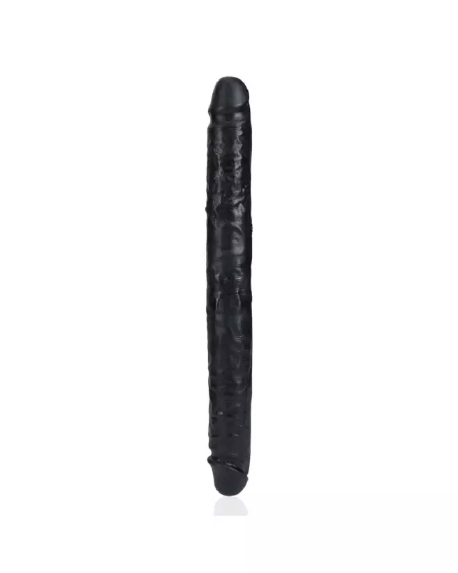 Image du Slim Double Ended Dong 14 pouces noir de RealRock by Shots, jouet sexuel flexible et hypoallergénique-5