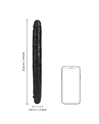 Image du Slim Double Ended Dong 14 pouces noir de RealRock by Shots, jouet sexuel flexible et hypoallergénique-6