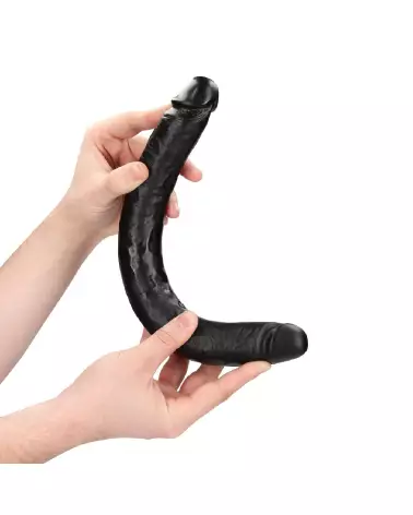 Image du Slim Double Ended Dong 14 pouces noir de RealRock by Shots, jouet sexuel flexible et hypoallergénique-7