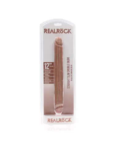 Image du Double Dong Slim 12 pouces Tan de RealRock, jouet double usage pour plaisir solo ou partagé-2
