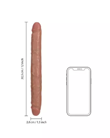 Image du Double Dong Slim 12 pouces Tan de RealRock, jouet double usage pour plaisir solo ou partagé-6