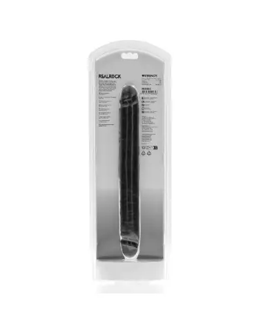 Image du Slim Double Ended Dong 12 pouces noir de RealRock, jouet intime double extrémité pour plaisir partagé-3