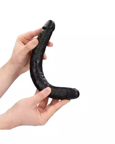 Image du Slim Double Ended Dong 12 pouces noir de RealRock, jouet intime double extrémité pour plaisir partagé-7