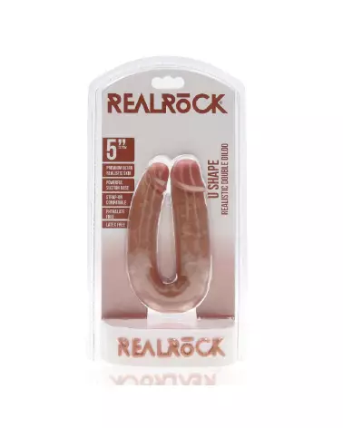 Image du Double Dildo U Shaped 12.7 cm Tan de RealRock by Shots pour plaisir partagé-2
