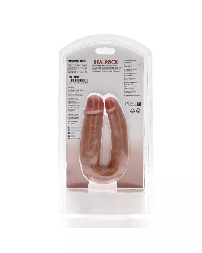 Image du Double Dildo U Shaped 12.7 cm Tan de RealRock by Shots pour plaisir partagé-3