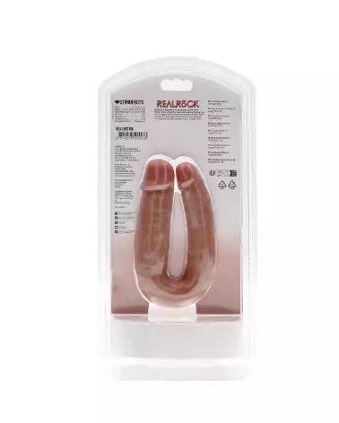 Image du Double Dildo U Shaped 12.7 cm Tan de RealRock by Shots pour plaisir partagé-3