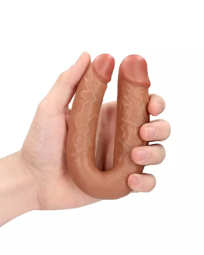 Image du Double Dildo U Shaped 12.7 cm Tan de RealRock by Shots pour plaisir partagé-7
