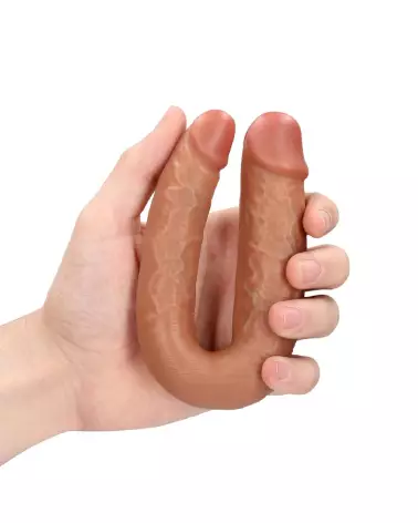 Image du Double Dildo U Shaped 12.7 cm Tan de RealRock by Shots pour plaisir partagé-7