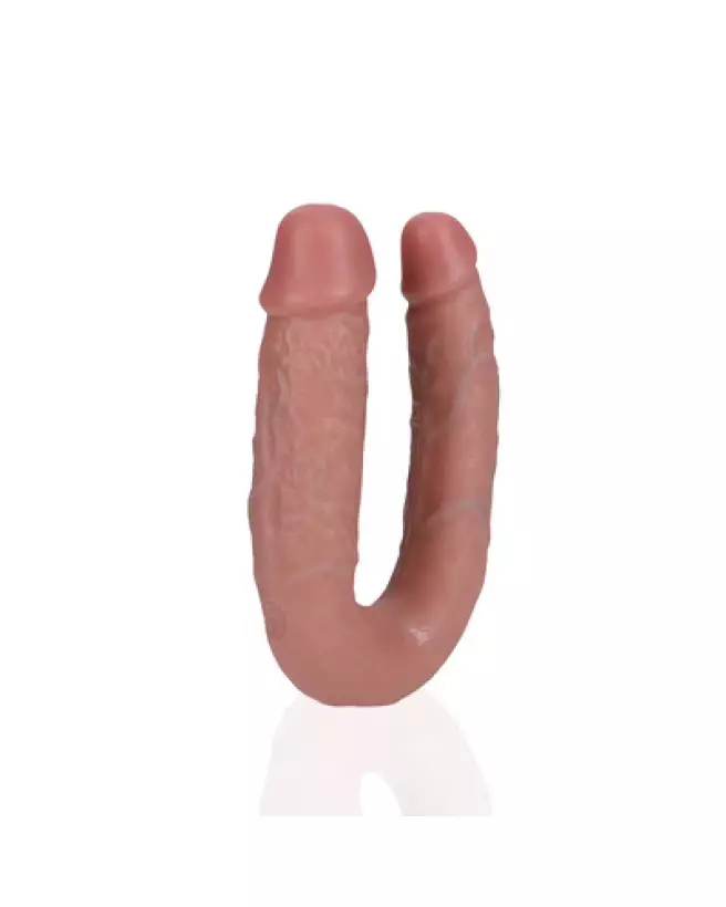 U Shaped Double Dildo 5 Inch Flesh RealRock by Shots Double Dong-1
