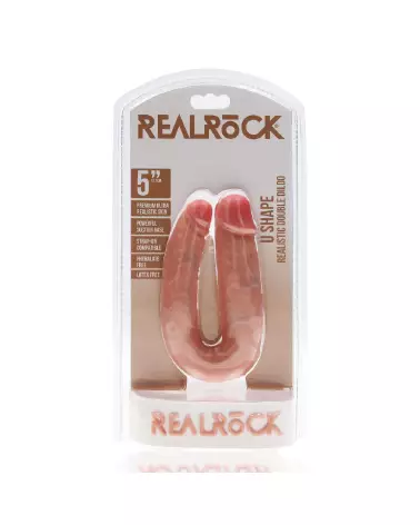 U Shaped Double Dildo 5 Inch Flesh RealRock by Shots Double Dong-2