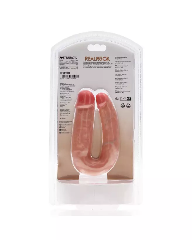 U Shaped Double Dildo 5 Inch Flesh RealRock by Shots Double Dong-3