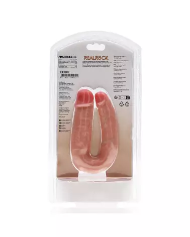 U Shaped Double Dildo 5 Inch Flesh RealRock by Shots Double Dong-3