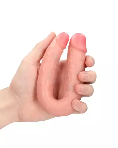 U Shaped Double Dildo 5 Inch Flesh RealRock by Shots Double Dong-7