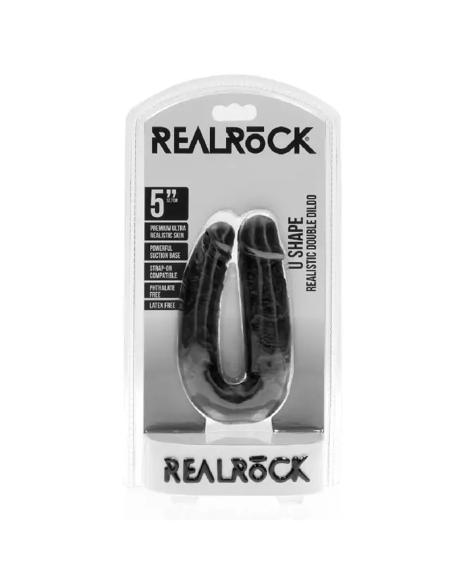 Double Dildo U Shaped 5 inch Black de RealRock by Shots-2