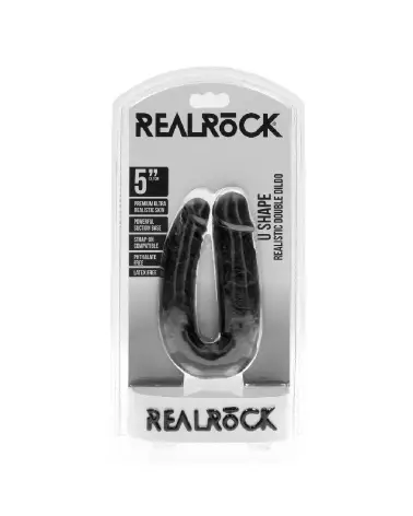 Double Dildo U Shaped 5 inch Black de RealRock by Shots-2