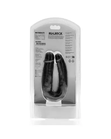 Double Dildo U Shaped 5 inch Black de RealRock by Shots-3