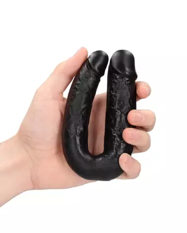 Double Dildo U Shaped 5 inch Black de RealRock by Shots-7