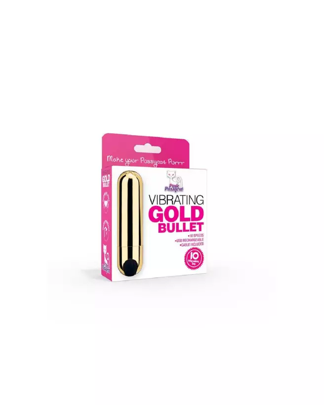 Image du Mini Vibro Gold Bullet de Pink Pussycat, vibromasseur compact et élégant-3