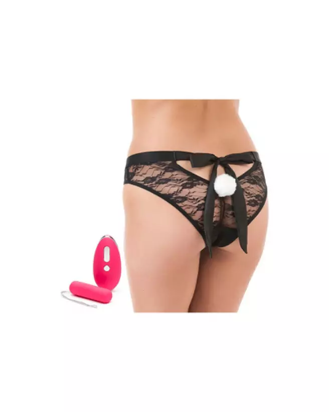 Image du Vibrator Knicker rose et noir de Happy Rabbit, culotte vibrante télécommandée pour plaisir discret-1