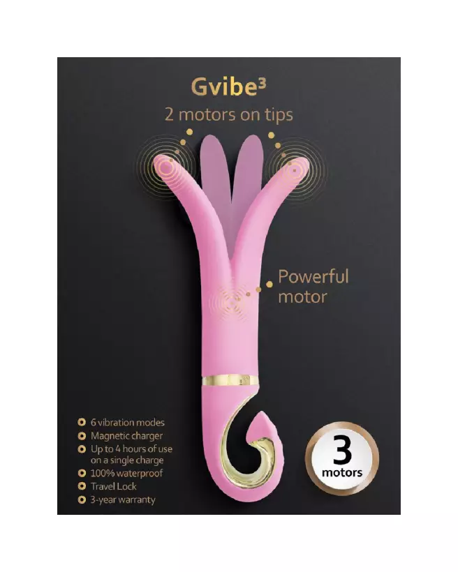 G-Vibe 3 Candy Pink vibromasseur en silicone médical ergonomique et doux-7