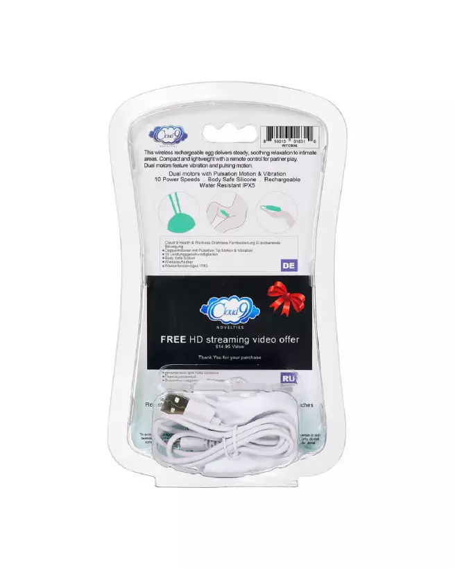 Image des œufs vibrants télécommandés Cloud 9 avec mouvement pulsatile pour plaisir discret et intensifié-3