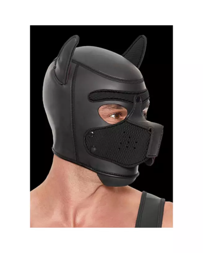 Masque de chiot en néoprène noir Ouch! by Shots pour Pet Play-1