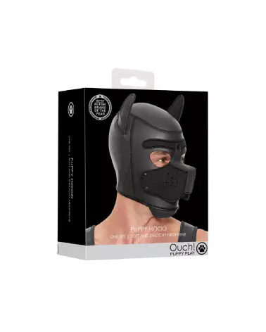 Masque de chiot en néoprène noir Ouch! by Shots pour Pet Play-2