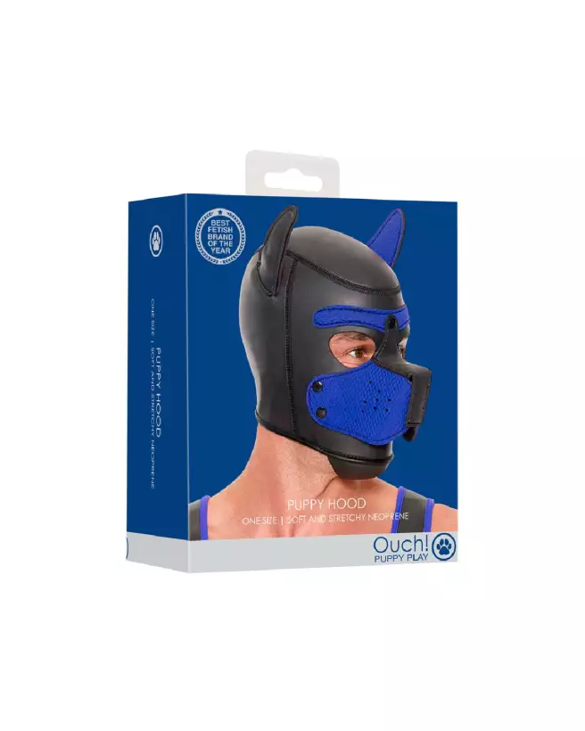 Masque de Chiot en Néoprène Bleu Ouch! by Shots pour Pet Play-2